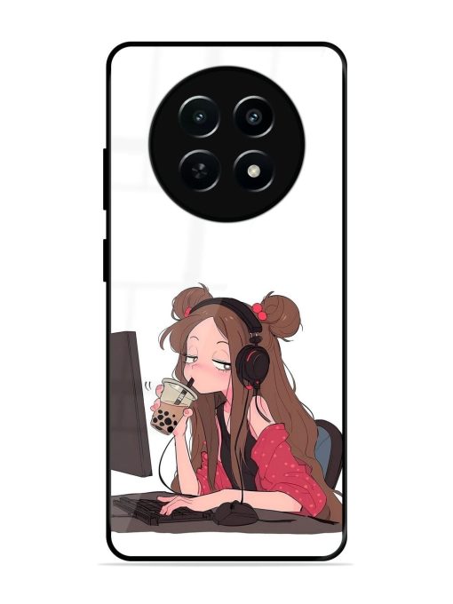 Girl Playing On Pc Glossy Soft Edge Case for Realme 12X (5G) Chachhi