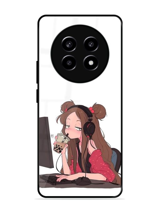 Girl Playing On Pc Glossy Soft Edge Case for Realme 13 (5G)