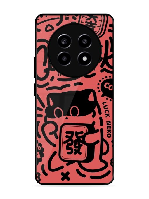 Lucky Cat Doodle Glossy Soft Edge Case for Realme 13 (5G) Chachhi