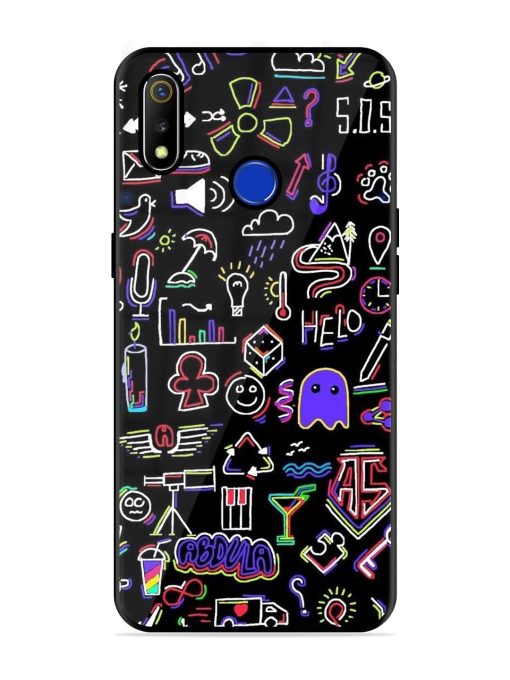 Neon Doodle Glossy Soft Edge Case for Realme 3 Chachhi