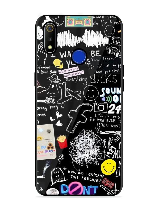 Doodle Diary Glossy Soft Edge Case for Realme 3 Chachhi