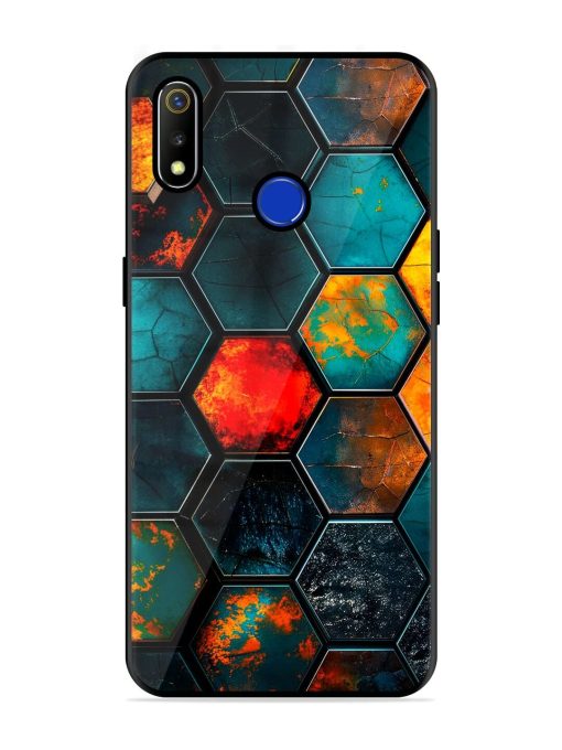 Hexagon Hive Glossy Soft Edge Case for Realme 3 Chachhi