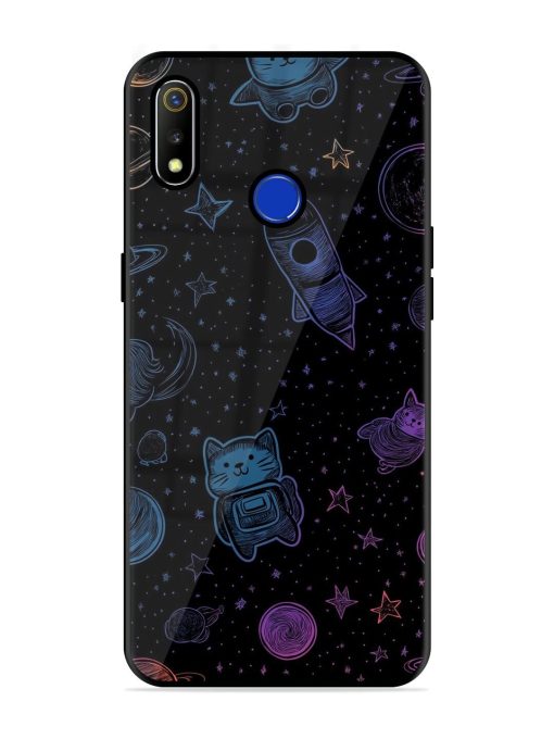 Cosmic Cat Chaos Glossy Soft Edge Case for Realme 3 Chachhi