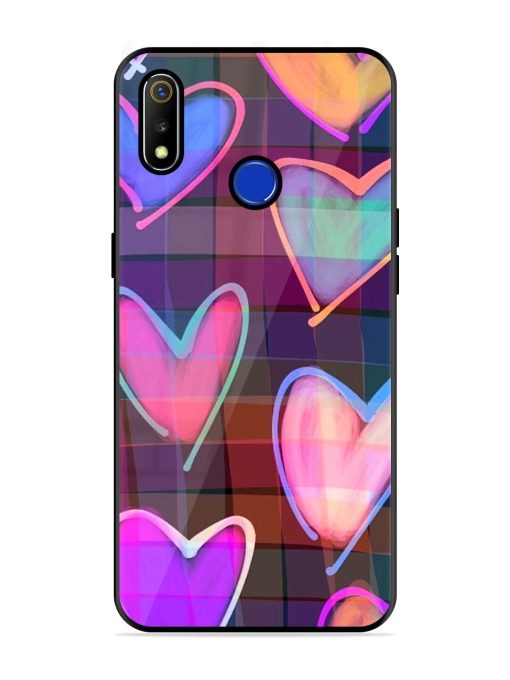 Neon Hearts Glossy Soft Edge Case for Realme 3 Chachhi