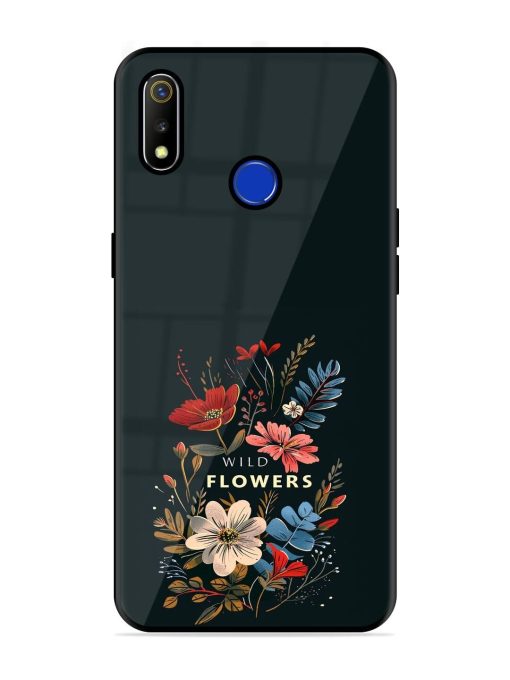 Dark Floral Glossy Soft Edge Case for Realme 3 Chachhi