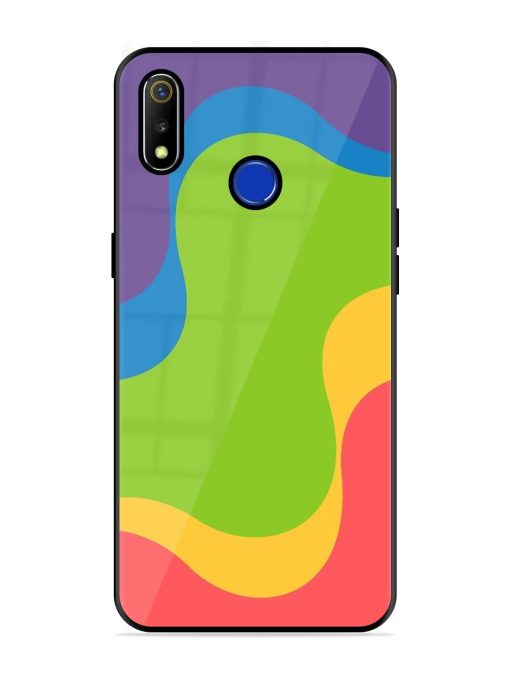 Wavy Rainbow Wonderland Glossy Soft Edge Case for Realme 3 Chachhi