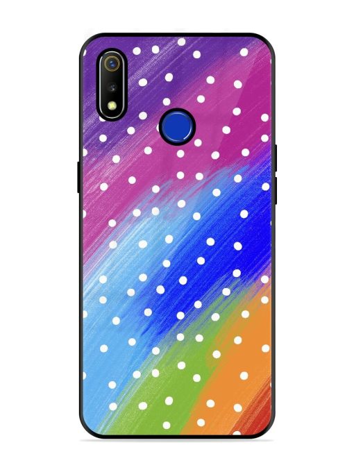 Rainbow Polka Dot Dream Glossy Soft Edge Case for Realme 3 Chachhi