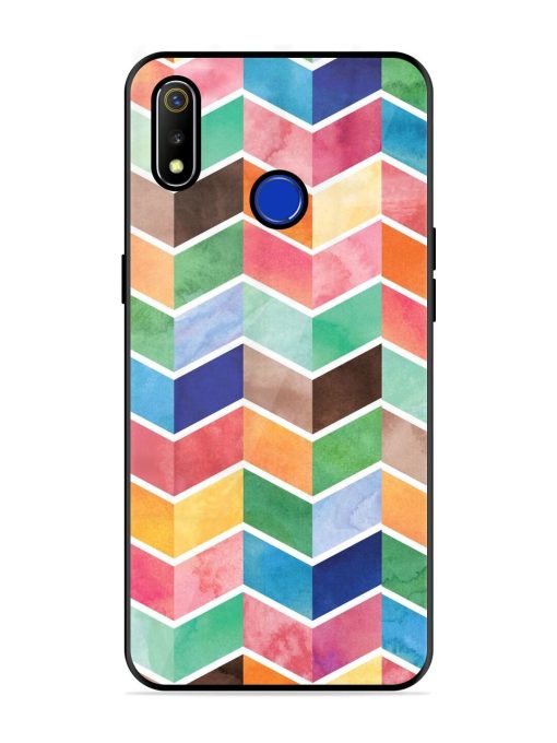 Watercolor Chevron Whimsy Glossy Soft Edge Case for Realme 3 Chachhi