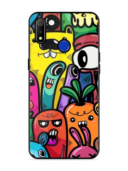 Whimsical Doodle Chaos Glossy Soft Edge Case for Realme 3 Chachhi