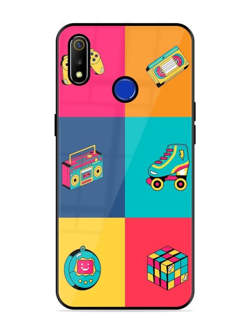 90S Throwback Grid Glossy Soft Edge Case for Realme 3 Chachhi