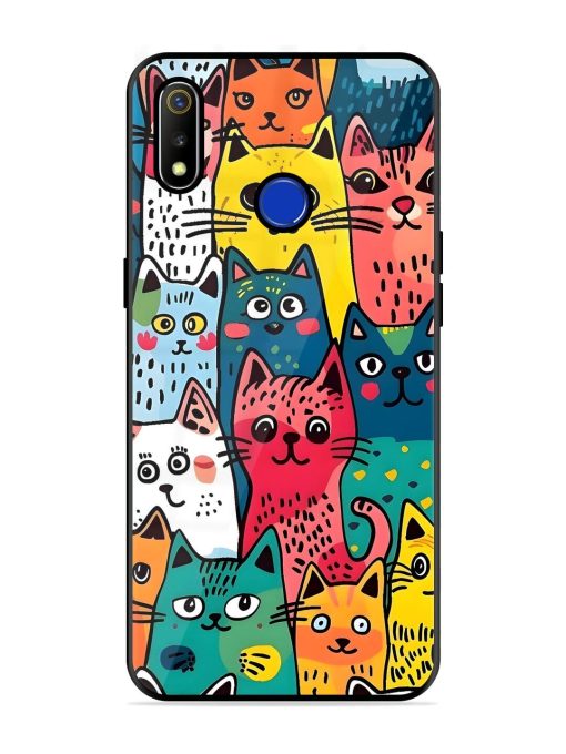 Feline Frenzy Glossy Soft Edge Case for Realme 3 Chachhi