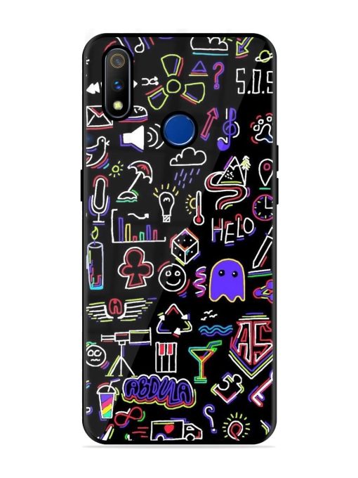 Neon Doodle Glossy Soft Edge Case for Realme 3 Pro Chachhi