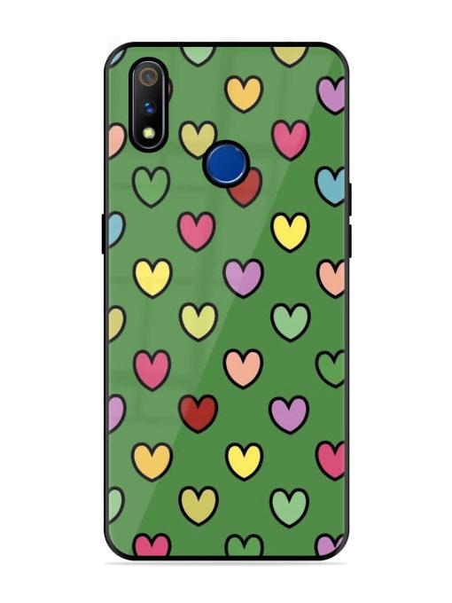 Rainbow Heart Parade Glossy Soft Edge Case for Realme 3 Pro Chachhi