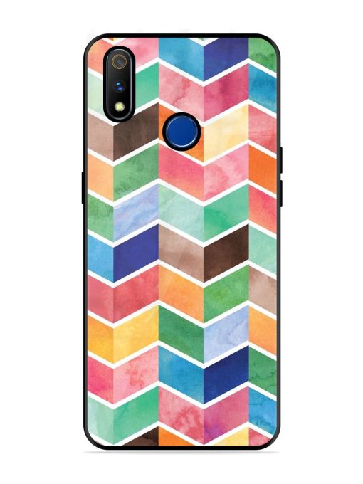 Watercolor Chevron Whimsy Glossy Soft Edge Case for Realme 3 Pro Chachhi