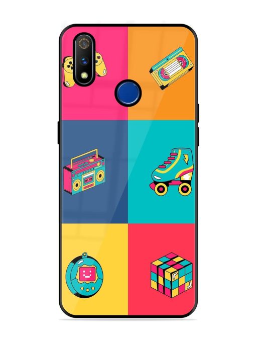 90S Throwback Grid Glossy Soft Edge Case for Realme 3 Pro Chachhi