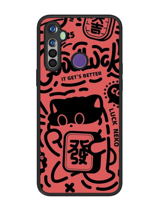 Lucky Cat Doodle Glossy Soft Edge Case for Realme 5 Chachhi