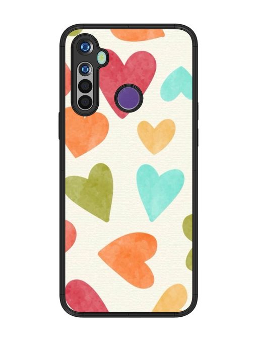 Watercolor Hearts Glossy Soft Edge Case for Realme 5 Chachhi