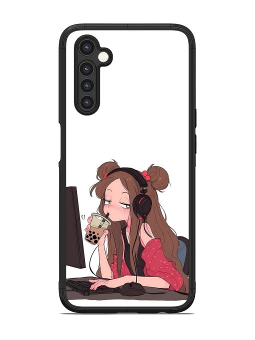 Girl Playing On Pc Glossy Soft Edge Case for Realme 6 Chachhi