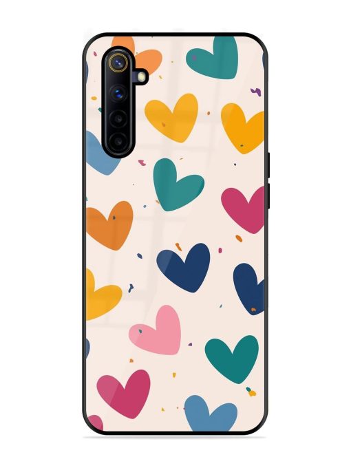 Rainbow Hearts Glossy Soft Edge Case for Realme 6I Chachhi