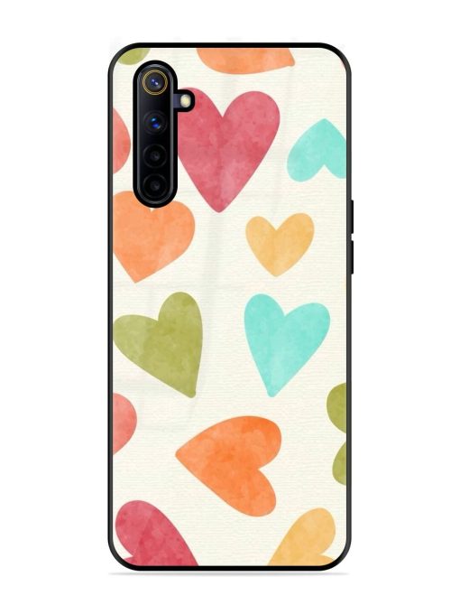 Watercolor Hearts Glossy Soft Edge Case for Realme 6I Chachhi