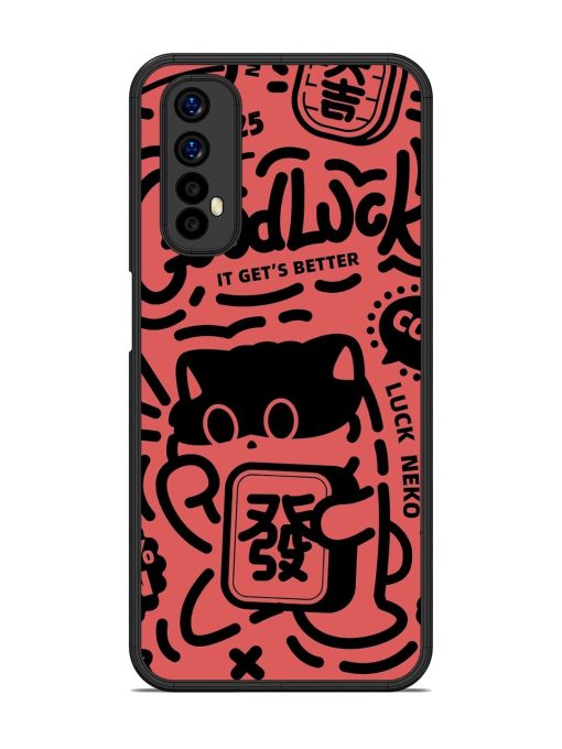 Lucky Cat Doodle Glossy Soft Edge Case for Realme 7