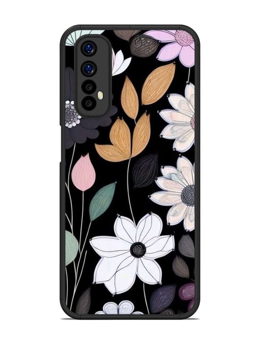 Whimsical Blooms On Black Glossy Soft Edge Case for Realme 7