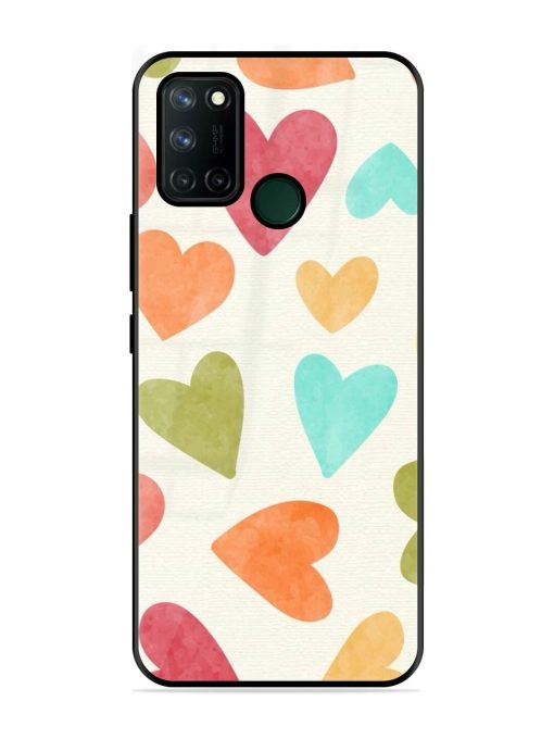 Watercolor Hearts Glossy Soft Edge Case for Realme 7I Chachhi