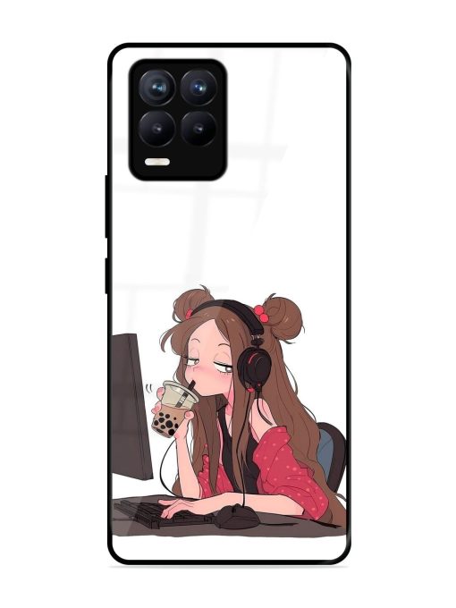 Girl Playing On Pc Glossy Soft Edge Case for Realme 8 (4G) Chachhi