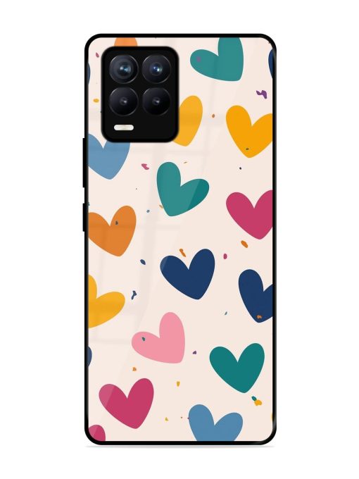 Rainbow Hearts Glossy Soft Edge Case for Realme 8 (4G) Chachhi