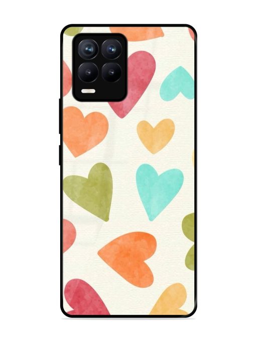 Watercolor Hearts Glossy Soft Edge Case for Realme 8 (4G) Chachhi