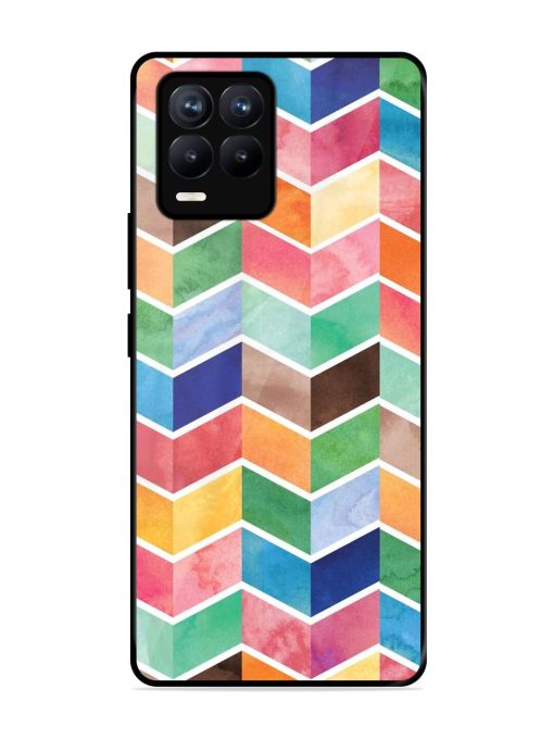 Watercolor Chevron Whimsy Glossy Soft Edge Case for Realme 8 (4G) Chachhi