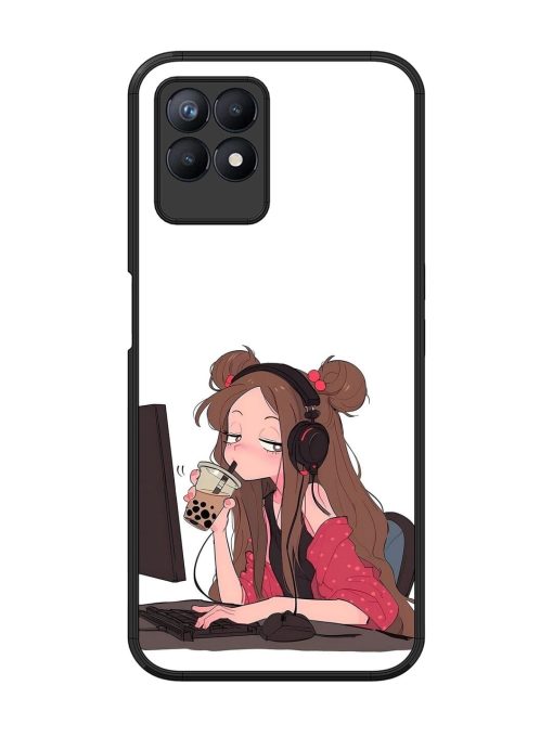 Girl Playing On Pc Glossy Soft Edge Case for Realme 8I Chachhi