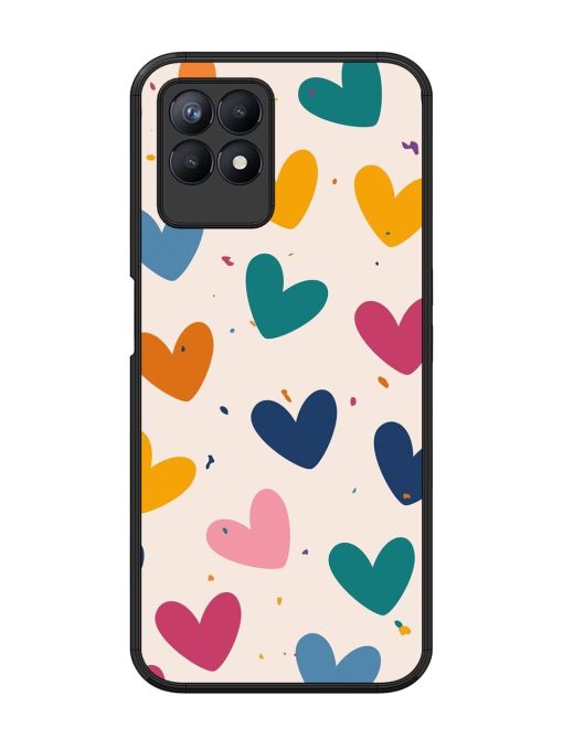 Rainbow Hearts Glossy Soft Edge Case for Realme 8I Chachhi