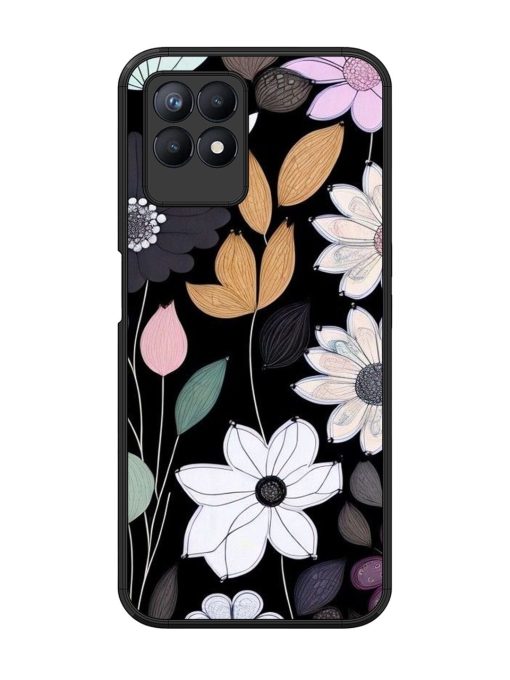 Whimsical Blooms On Black Glossy Soft Edge Case for Realme 8I Chachhi