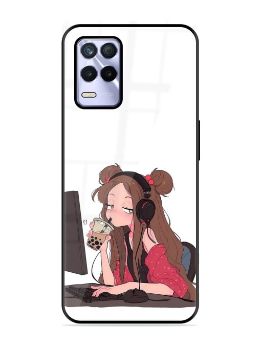 Girl Playing On Pc Glossy Soft Edge Case for Realme 8S (5G) Chachhi