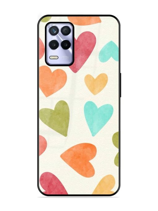 Watercolor Hearts Glossy Soft Edge Case for Realme 8S (5G) Chachhi