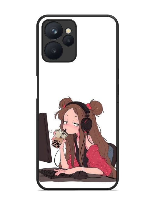 Girl Playing On Pc Glossy Soft Edge Case for Realme 9I (5G) Chachhi