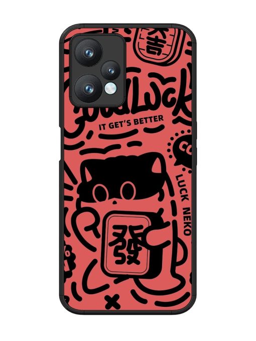 Lucky Cat Doodle Glossy Soft Edge Case for Realme 9 Pro (5G) Chachhi