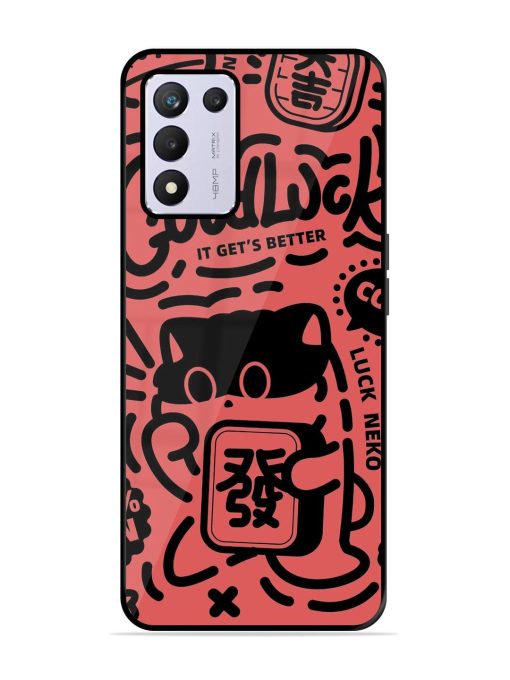 Lucky Cat Doodle Glossy Soft Edge Case for Realme 9 Se (5G) Chachhi