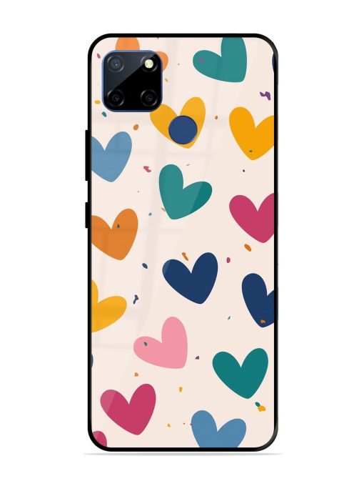 Rainbow Hearts Glossy Soft Edge Case for Realme C12 Chachhi