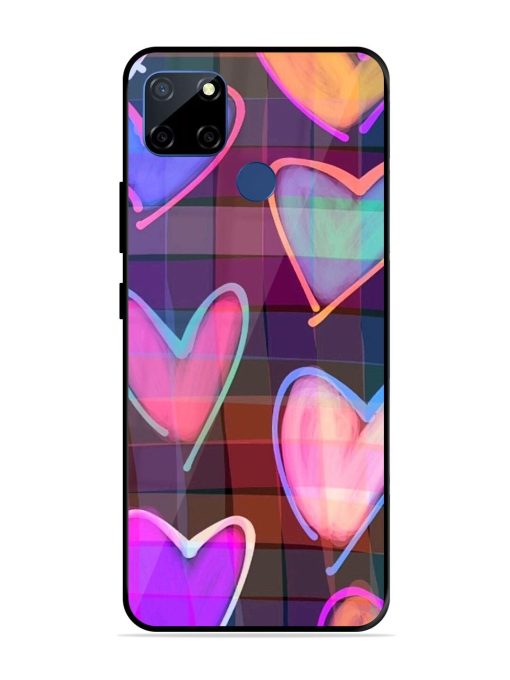 Neon Hearts Glossy Soft Edge Case for Realme C12 Chachhi