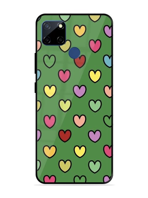 Rainbow Heart Parade Glossy Soft Edge Case for Realme C12 Chachhi