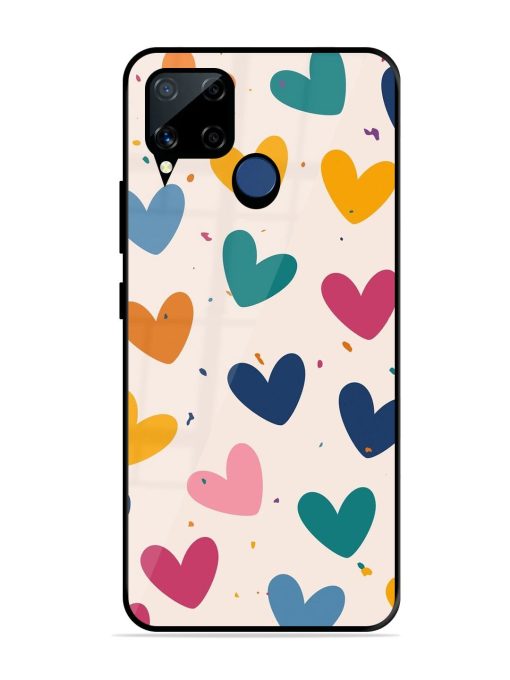 Rainbow Hearts Glossy Soft Edge Case for Realme C15 Chachhi