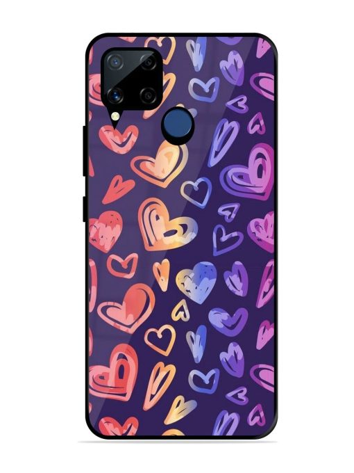 Rainbow Hearts Glossy Soft Edge Case for Realme C15 Chachhi