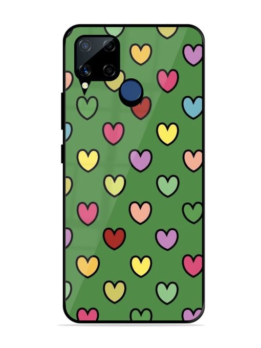 Rainbow Heart Parade Glossy Soft Edge Case for Realme C15 Chachhi