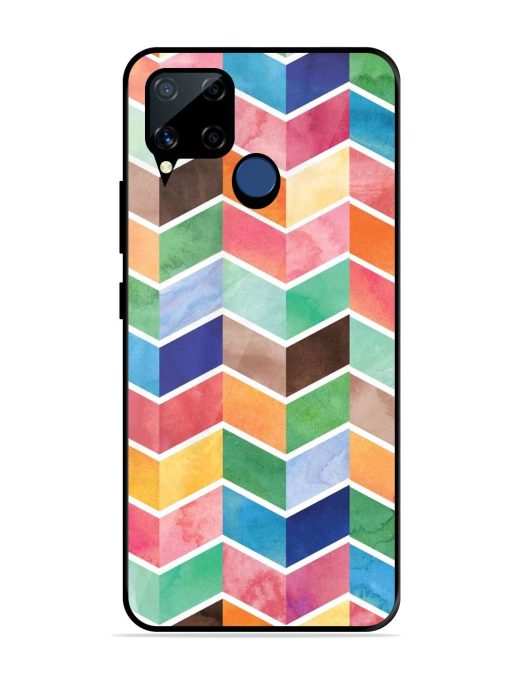 Watercolor Chevron Whimsy Glossy Soft Edge Case for Realme C15 Chachhi