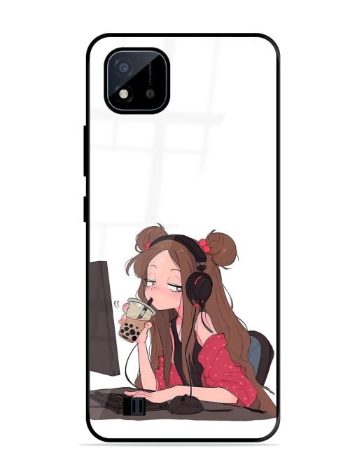 Girl Playing On Pc Glossy Soft Edge Case for Realme C20 Chachhi