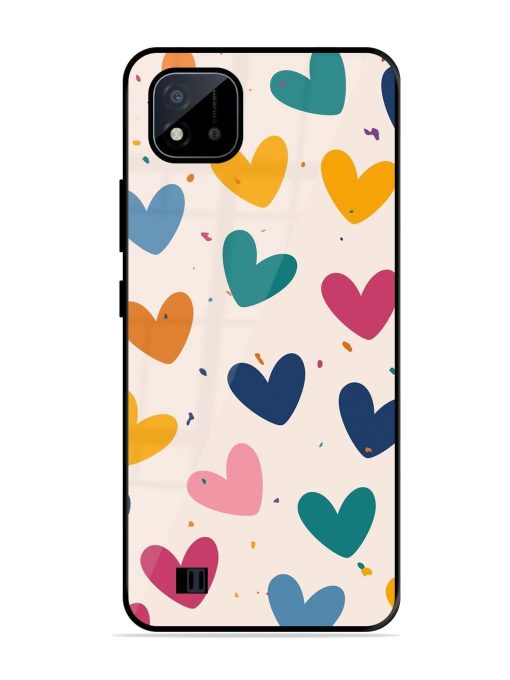 Rainbow Hearts Glossy Soft Edge Case for Realme C20 Chachhi