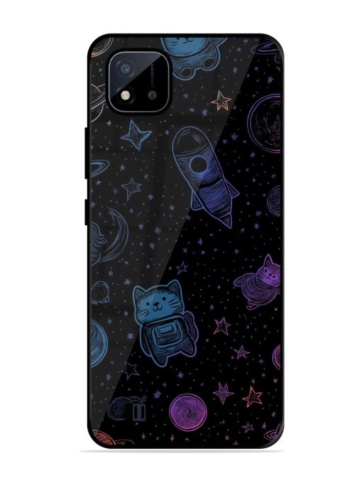 Cosmic Cat Chaos Glossy Soft Edge Case for Realme C20 Chachhi