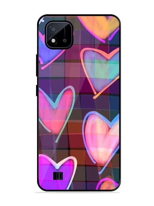 Neon Hearts Glossy Soft Edge Case for Realme C20 Chachhi